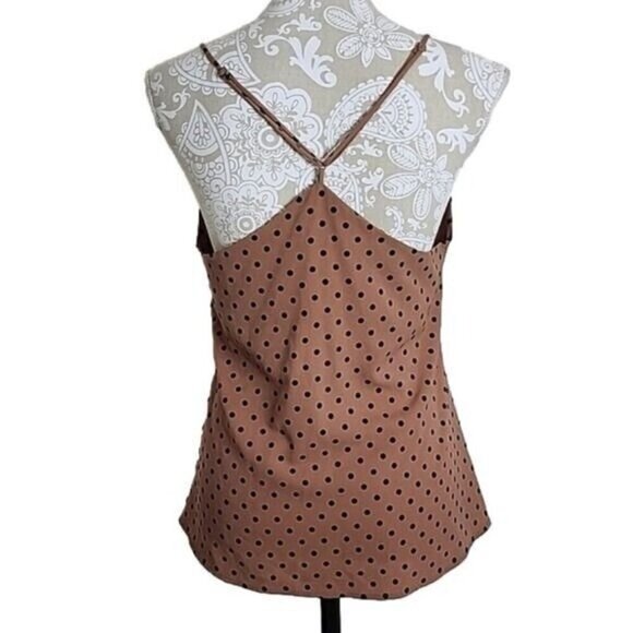 Vici Brown Polka Dot Adjustable Strap Tank Top Dressy Women's Medium - Picture 3 of 5